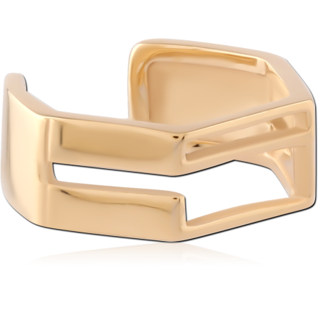 GOLD PVD 18K COATED SURGICAL STEEL EAR CUFF ANGULAR CUTOUT BAND