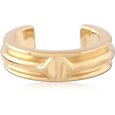 GOLD PVD 18K COATED SURGICAL STEEL EAR CUFF RIDGED DOME BAND