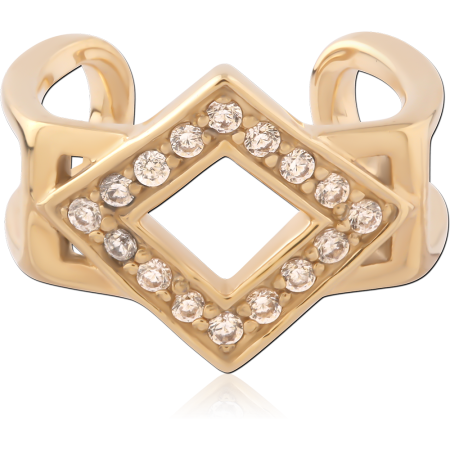 GOLD PVD 18K COATED SURGICAL STEEL EAR CUFF OPEN DIAMOND PAVE GEMS