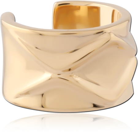 GOLD PVD 18K COATED SURGICAL STEEL EAR CUFF FOLDED TEXTURE POLISHED