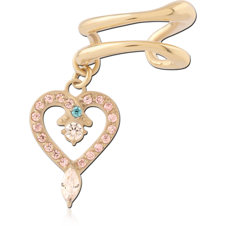 GOLD PVD 18K COATED SURGICAL STEEL JEWELED EAR CUFF