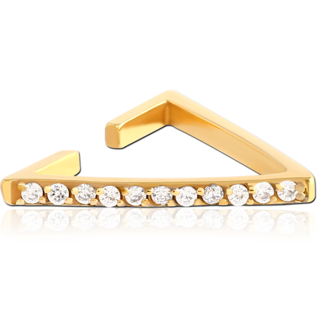 GOLD PVD COATED SURGICAL STEEL EAR CUFF CHEVRON DOUBLE ROW GEMS