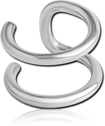 SURGICAL STEEL EAR CUFF DOUBLE WRAP ADJUSTABLE NONPIERCED POLISHED DESIGN