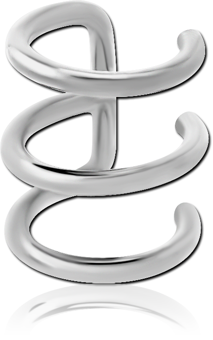 SURGICAL STEEL EAR CUFF TRIPLE WRAP SPIRAL ADJUSTABLE NONPIERCED DESIGN