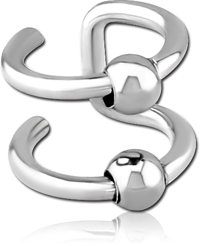 316L SURGICAL STEEL EAR CUFF DOUBLE BAND BALL ENDS