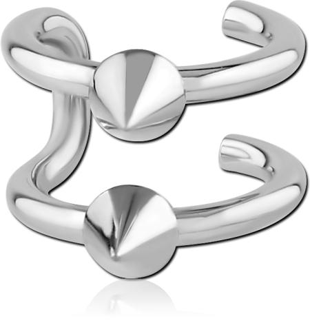 316L SURGICAL STEEL EAR CUFF DOUBLE BAND SPIKE ENDS