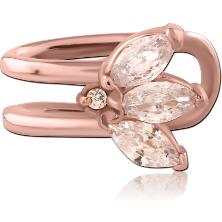 ROSE GOLD PVD COATED SURGICAL STEEL JEWELS EAR CLIPS - FLOWER