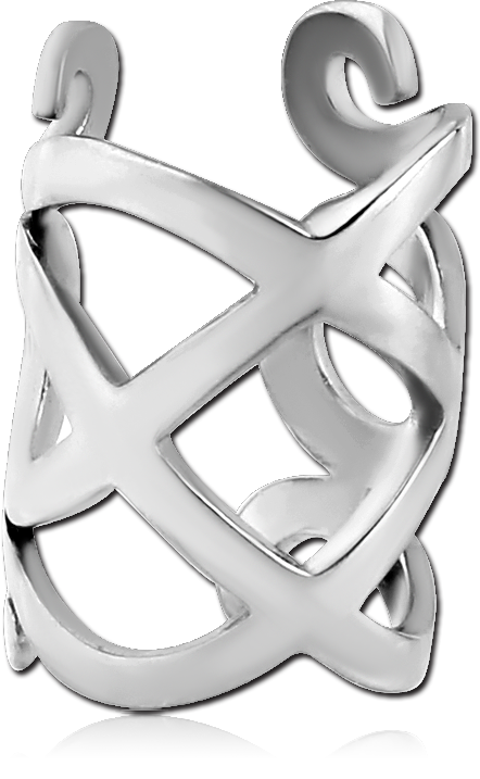 SURGICAL STEEL EAR CUFF OPENWORK INTERLACED CURVED LINES PATTERN DESIGN