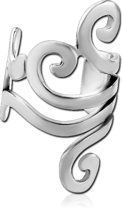 SURGICAL STEEL EAR CUFF CURVED SWIRL LINES OPENWORK DESIGN PATTERN