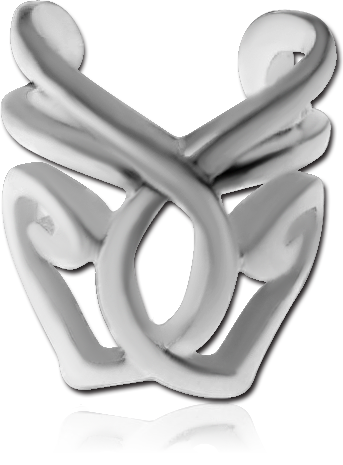 316L SURGICAL STEEL EAR CUFF CURVED LINES OPENWORK POLISHED FINISH
