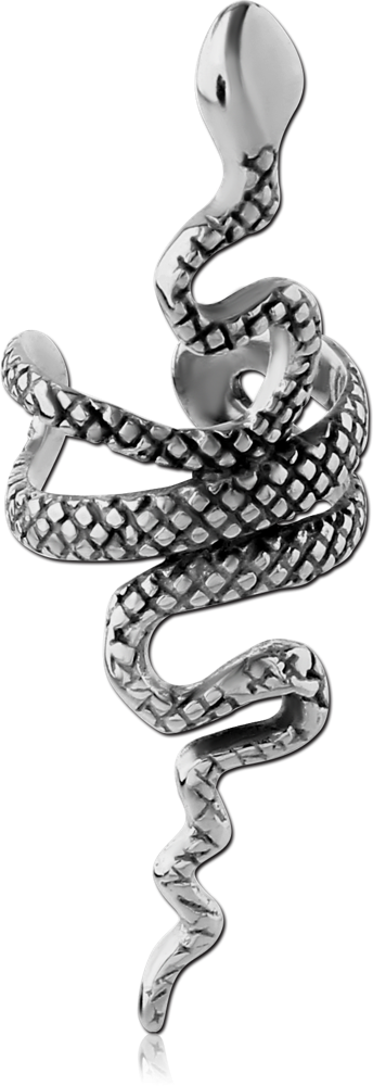 316L SURGICAL STEEL EAR CUFF COILED SNAKE TEXTURED SCALES WRAP DESIGN