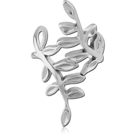 316L SURGICAL STEEL EAR CUFF BRANCH LEAVES OPENWORK POLISHED VINE DESIGN