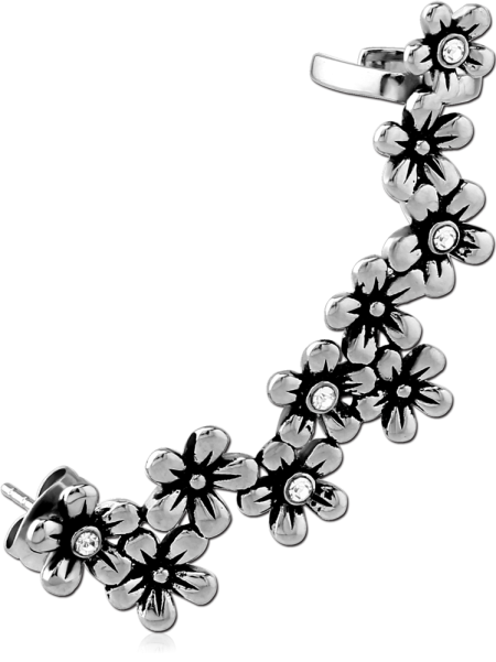 SURGICAL STEEL JEWELED EAR CUFF - FLOWERS
