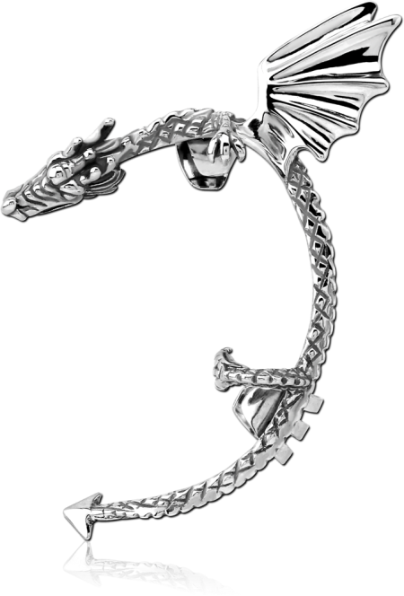 SURGICAL STEEL EAR CUFF - LEFT - DRAGON