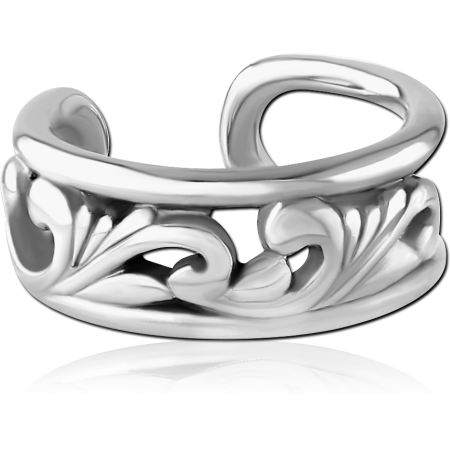 316L SURGICAL STEEL EAR CUFF SCROLL WAVE OPENWORK POLISHED BAND