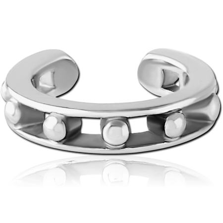 316L SURGICAL STEEL EAR CUFF CUTOUT BAND WITH RAISED BEADED ACCENTS