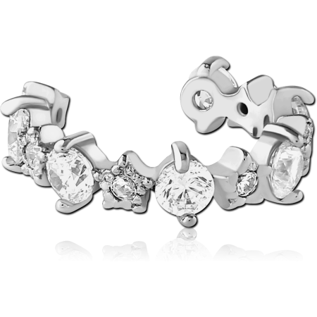 316L SURGICAL STEEL EAR CUFF MIXED SHAPE CLUSTER WITH CLEAR PRONG SET GEMS