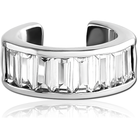 316L SURGICAL STEEL EAR CUFF BAGUETTE CLEAR GEM ROW CHANNEL SET