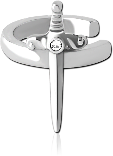 316L SURGICAL STEEL EAR CUFF DAGGER MOTIF WITH CLEAR GEM ACCENT