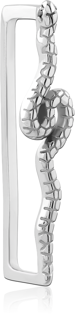 316L SURGICAL STEEL EAR CUFF RECTANGULAR BAR WITH COILED SNAKE DESIGN