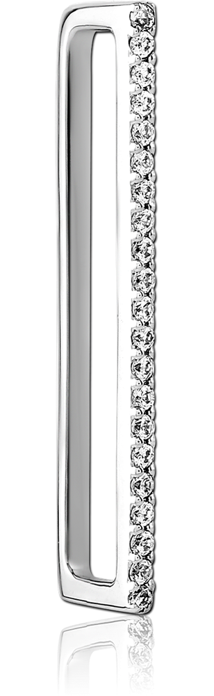 316L SURGICAL STEEL EAR CUFF RECTANGULAR BAR WITH CLEAR GEM ROW