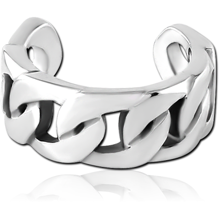 316L SURGICAL STEEL EAR CUFF CUBAN LINK OPEN BAND POLISHED FINISH