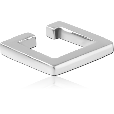 316L SURGICAL STEEL EAR CUFF GEOMETRIC SQUARE OPEN BAND POLISHED FINISH