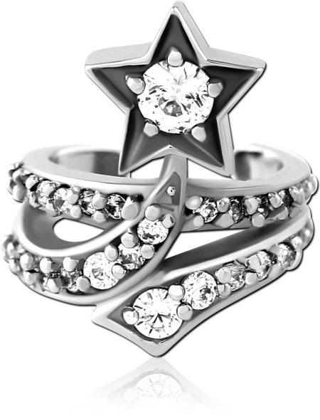 SURGICAL STEEL JEWELED EAR CUFF - HANGING STAR