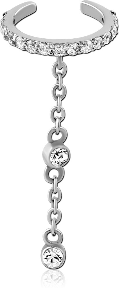 SURGICAL STEEL JEWELED EAR CUFF - DANGLING BALLS