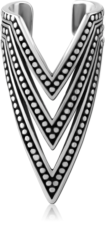 316L SURGICAL STEEL EAR CUFF BEADED V LAYERED CHEVRON TRIBAL DESIGN