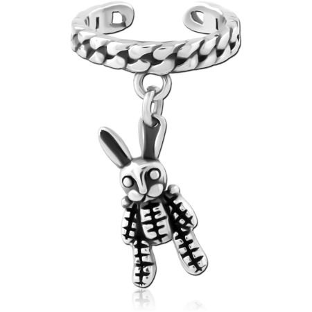 SURGICAL STEEL EAR CUFF CURB CHAIN WITH BUNNY DOLL CHARM