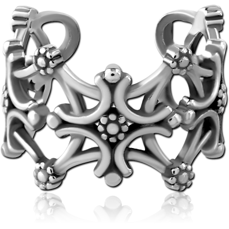 316L SURGICAL STEEL EAR CUFF ORNATE FILIGREE FLORAL OPENWORK VINTAGE DESIGN