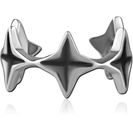 316L SURGICAL STEEL EAR CUFF FOUR POINT STAR PATTERN POLISHED DESIGN