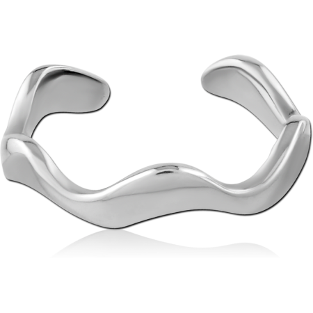 316L SURGICAL STEEL EAR CUFF WAVY OPEN BAND MINIMALIST POLISHED DESIGN