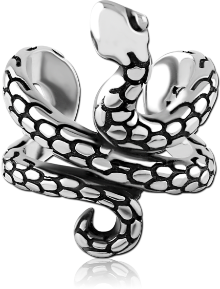 316L SURGICAL STEEL EAR CUFF COILED SNAKE WRAP TEXTURED SCALES DESIGN