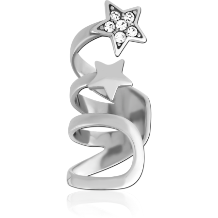 316L SURGICAL STEEL EAR CUFF SPIRAL STARS WITH GEM ACCENTS DESIGN