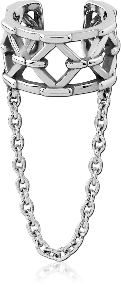 316L SURGICAL STEEL EAR CUFF WITH SINGLE CHAIN DANGLE LINK DESIGN