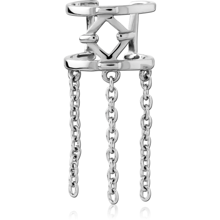 316L SURGICAL STEEL EAR CUFF WITH TRIPLE CHAIN DANGLES LINK DESIGN