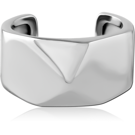 316L SURGICAL STEEL EAR CUFF FACETED V CENTER POLISHED WIDE BAND