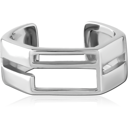 316L SURGICAL STEEL EAR CUFF RECTANGULAR CUTOUT OPENWORK GEOMETRIC BAND DESIGN