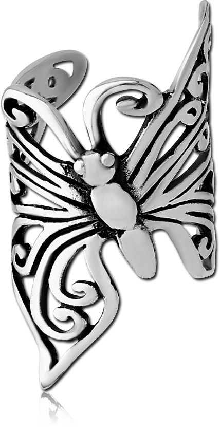 316L SURGICAL STEEL EAR CUFF LARGE BUTTERFLY FILIGREE OPENWORK WRAP DESIGN