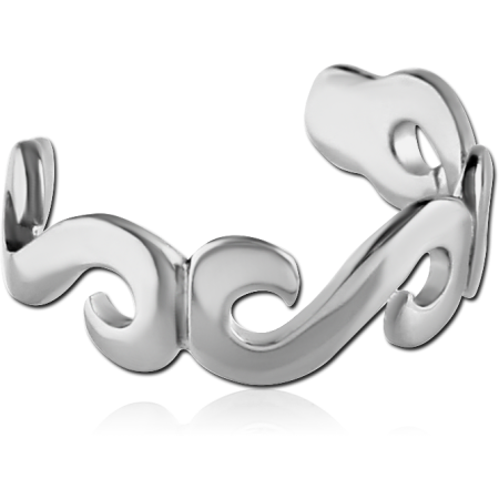 316L SURGICAL STEEL EAR CUFF SWIRL WAVE OPENWORK POLISHED FINISH DESIGN