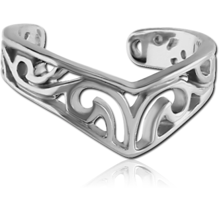 316L SURGICAL STEEL EAR CUFF V-SHAPE ORNATE OPENWORK SCROLL DESIGN