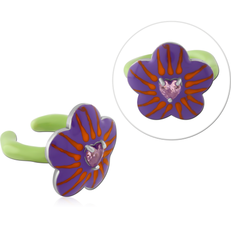 STERLING SILVER 925 JEWELED EAR CUFF-FLOWER