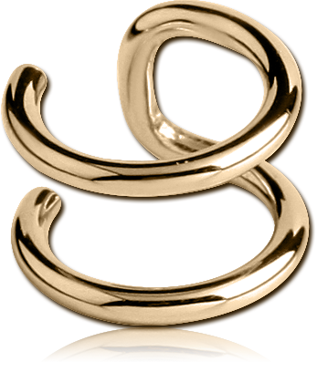 ZIRCON GOLD PVD COATED 316L SURGICAL STEEL EAR CUFF DOUBLE WRAP SPIRAL