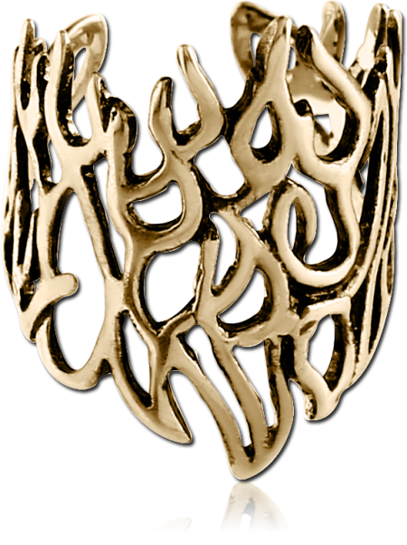 ZIRCON GOLD PVD COATED 316L SURGICAL STEEL EAR CUFF CUTOUT FILIGREE