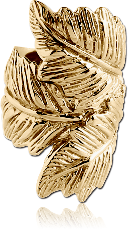 ZIRCON GOLD PVD COATED 316L SURGICAL STEEL EAR CUFF LAYERED LEAF WRAP