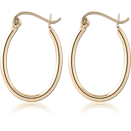 GOLD PVD 18K COATED SURGICAL STEEL HOOP EARRINGS CLASSIC WIRE LATCH
