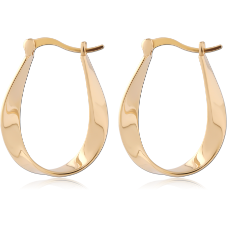 GOLD PVD 18K COATED SURGICAL STEEL HOOP EARRINGS TEARDROP SHAPE
