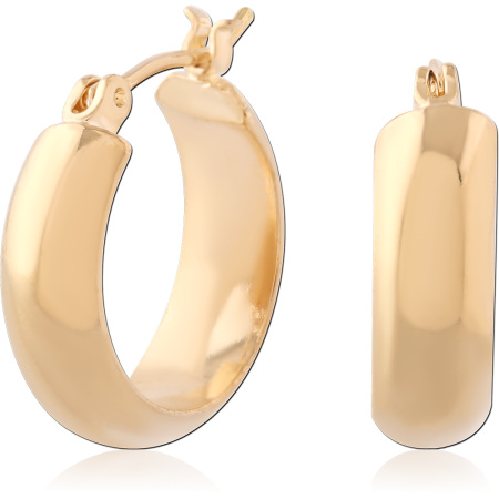 GOLD PVD 18K COATED SURGICAL STEEL HOOP EARRINGS CHUNKY DOME HUGGIE